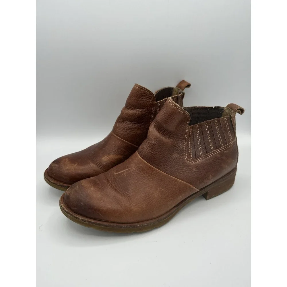 Sofft Women's Brown Leather Ankle Boots Size 8M Booties SF0007300 Boho Comfy